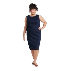 Ava & Viv Womens Dark Wash Denim Sleeveless Sheath Dress Size plus 17 NWT